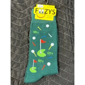 Foozys Golf Crew Socks Mens 10-13‎ Green New Novelty Sports Pattern FM-03